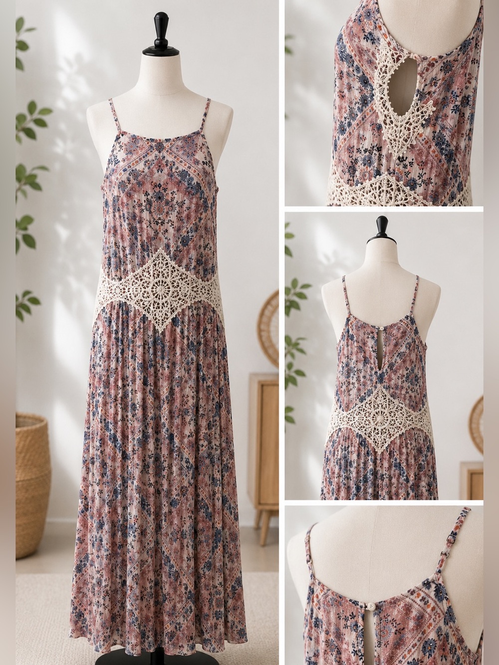 Xhiliration Boho Floral Maxi Dress – Size XXL